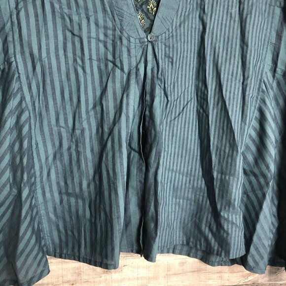 SOFT SURROUNDINGS Womens TOP 3/4 Sleeve BLUE Stripe One Button Size XL with Tank - Picture 6 of 10